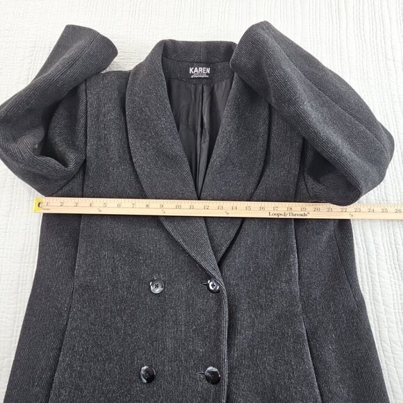 Vintage Karen Wool Cashmere Women's L Black Heavyweight Lined Coat USA Made EUC - Picture 9 of 16
